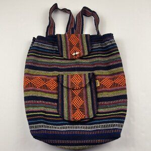 Artesanias Mr. Pinzon Backpack Colorful Woven Drawstring Boho Toggle Closure